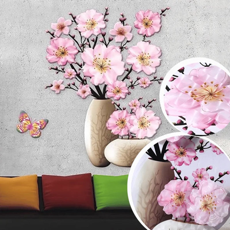 PetalNest | 3D-muurstickers met bloemenvaas en vlinders