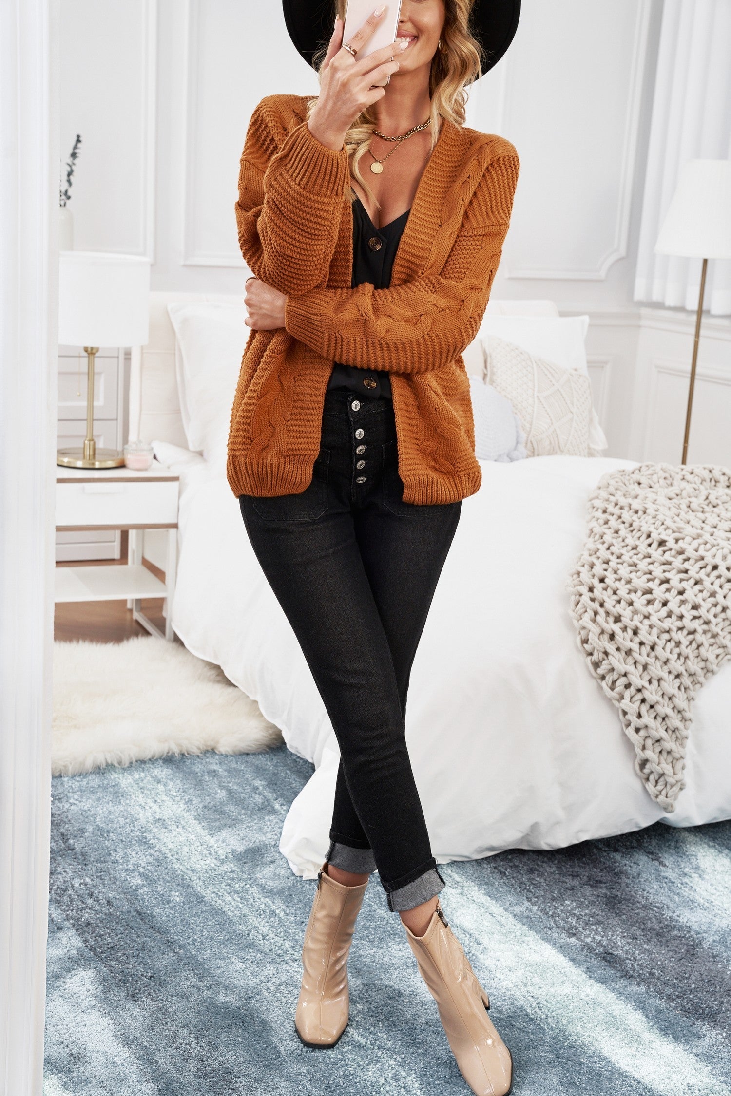 Ella | Dames Casual Gebreide Cardigan – Oversized, Open Voorzijde, Chunky Knit