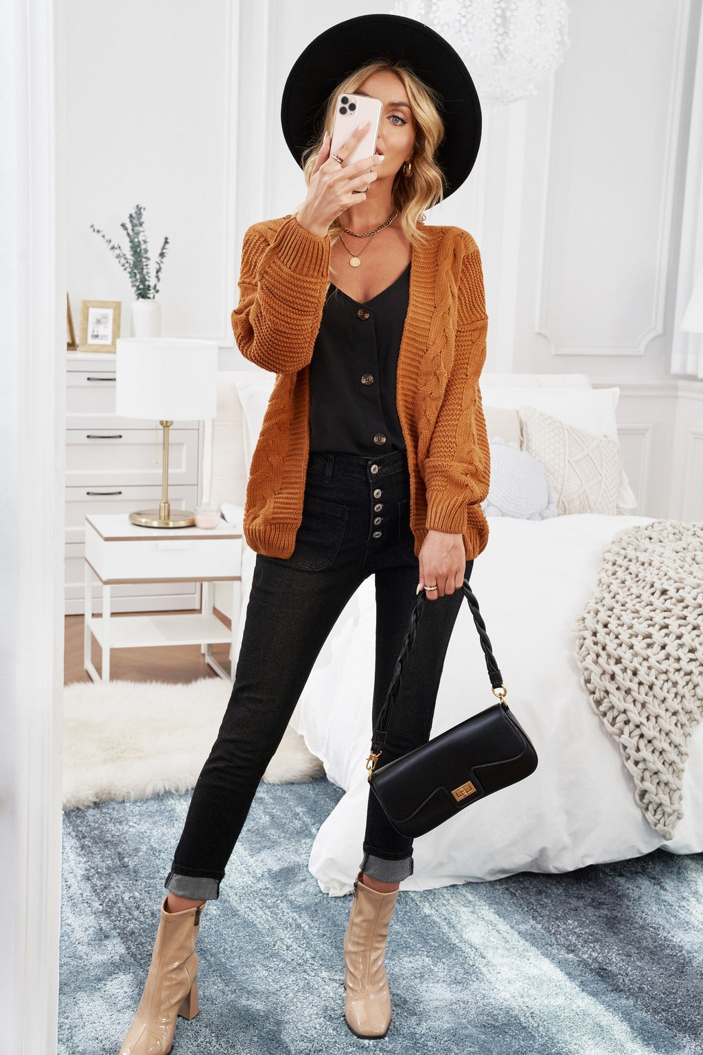 Ella | Dames Casual Gebreide Cardigan – Oversized, Open Voorzijde, Chunky Knit