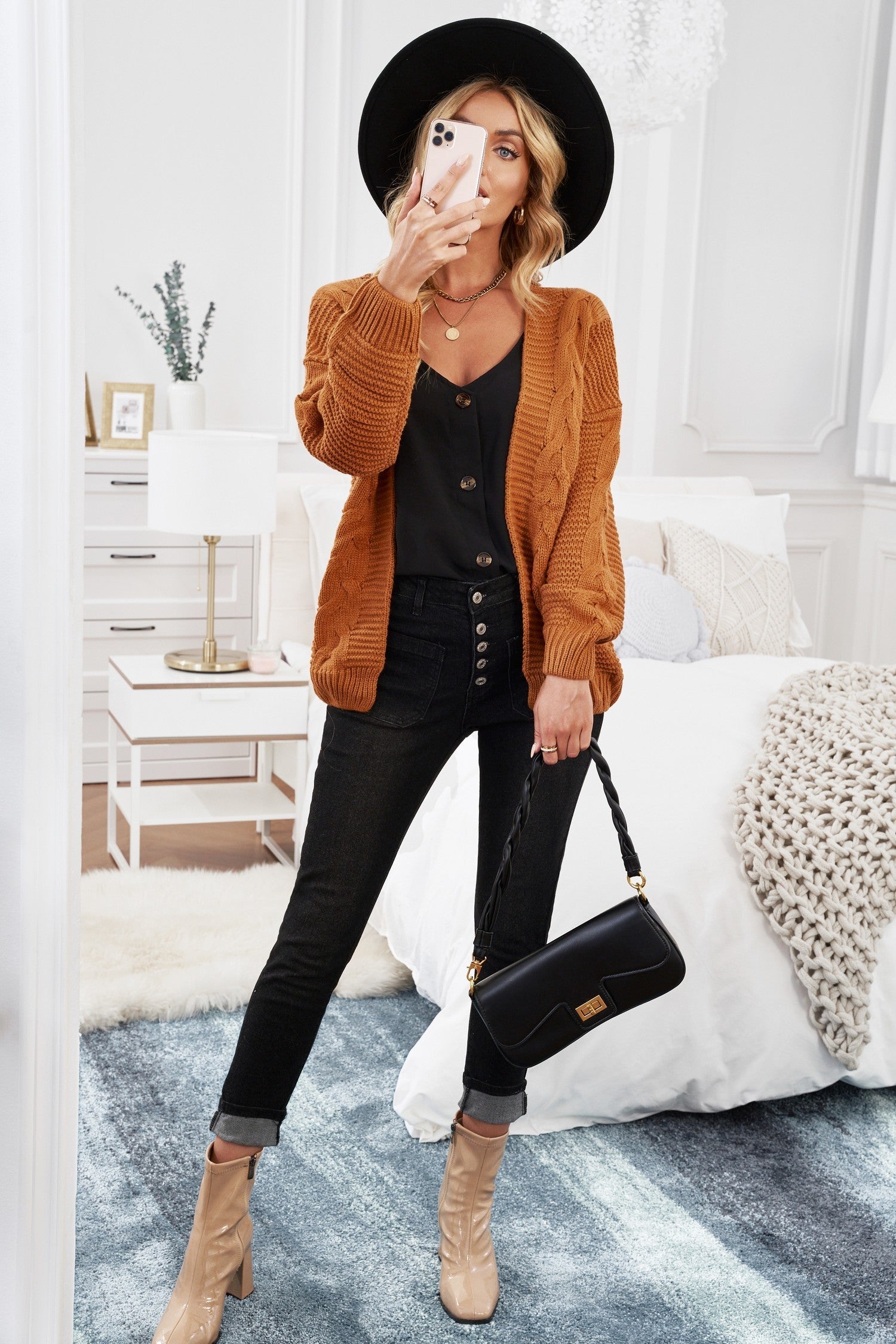 Ella | Dames Casual Gebreide Cardigan – Oversized, Open Voorzijde, Chunky Knit