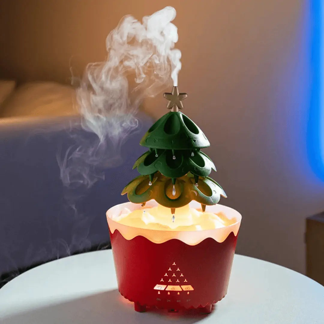TreeZen | Kerstboom-aromaverstuiver – USB-aromatherapie-luchtbevochtiger met feestelijk ontwerp