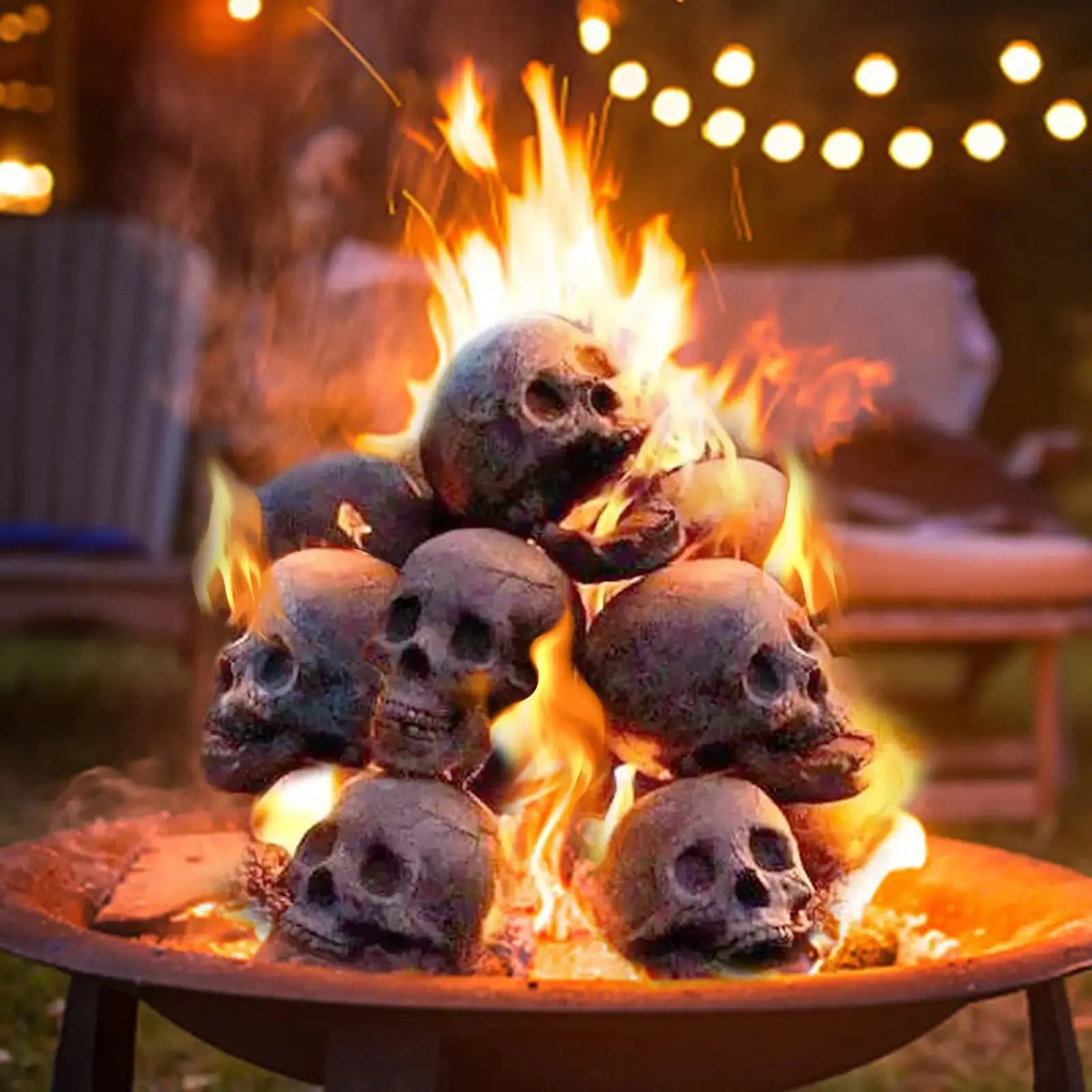 BlazeSkull | Vuurvast Schedel Ornament - Hars Gotisch Decor, Hittebestendig Schedelbeeld voor Thuis, Halloween & Donkere Interieurstijl