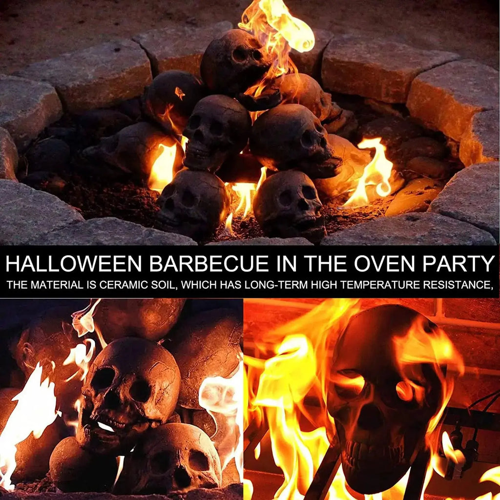 BlazeSkull | Vuurvast Schedel Ornament - Hars Gotisch Decor, Hittebestendig Schedelbeeld voor Thuis, Halloween & Donkere Interieurstijl