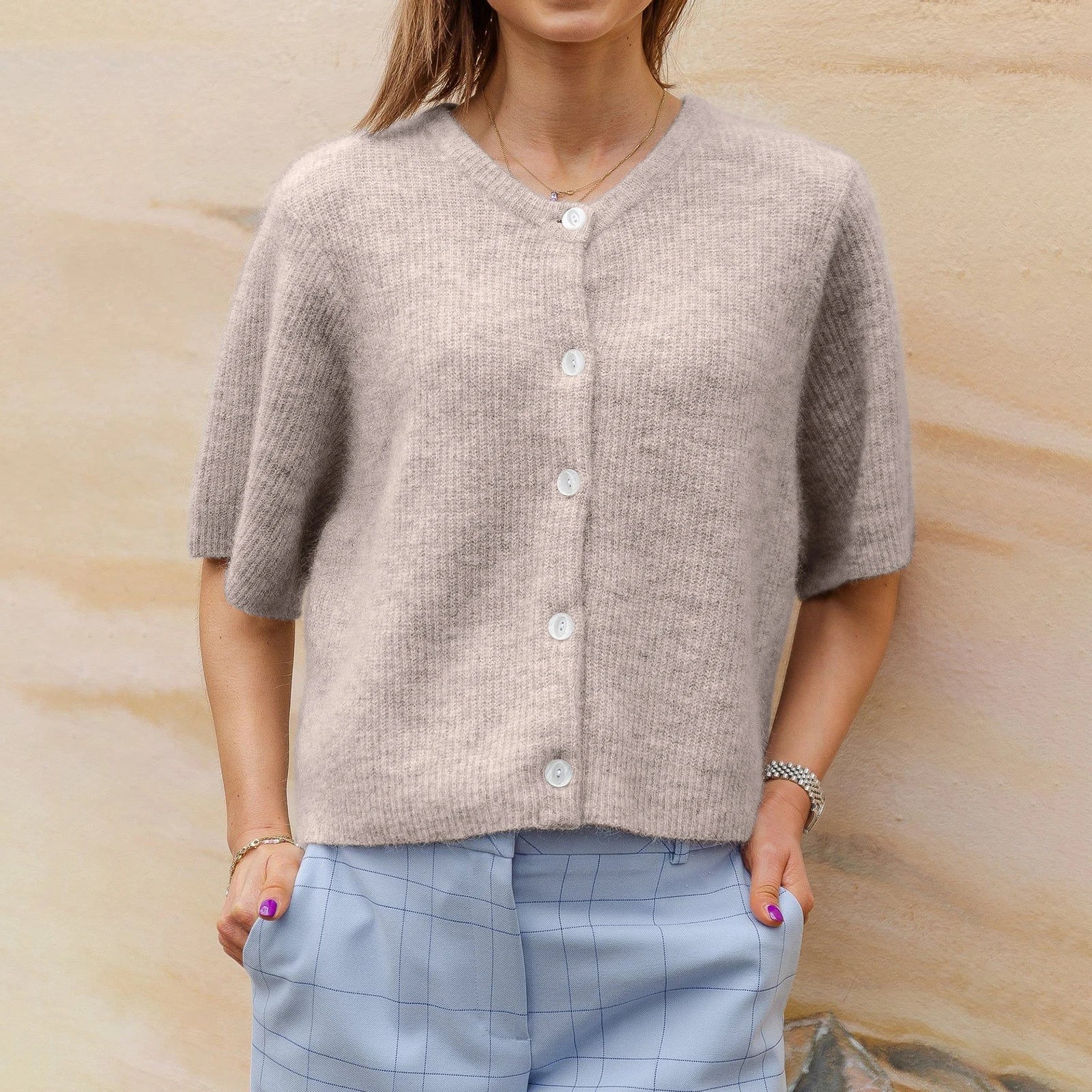 Zylenna | Cardigan met Korte Mouwen – Lichtgewicht Gebreide Top, Voor Casual & Smart-Casual
