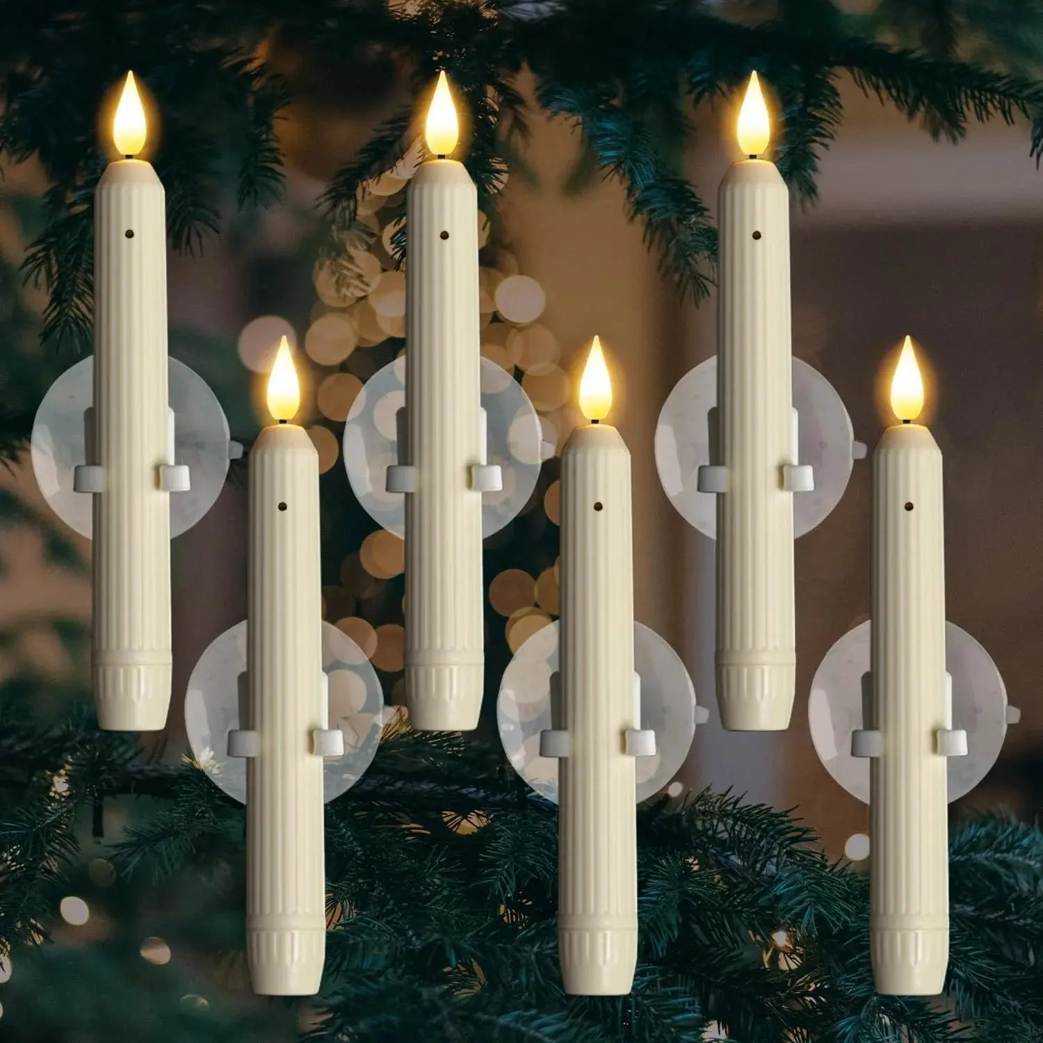 EverLume | Vlamloze raamkaarsen – 6 LED-kaarsen, 3D warm wit flikkerend licht, schemersensor