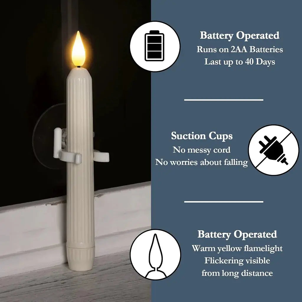 EverLume | Vlamloze raamkaarsen – 6 LED-kaarsen, 3D warm wit flikkerend licht, schemersensor