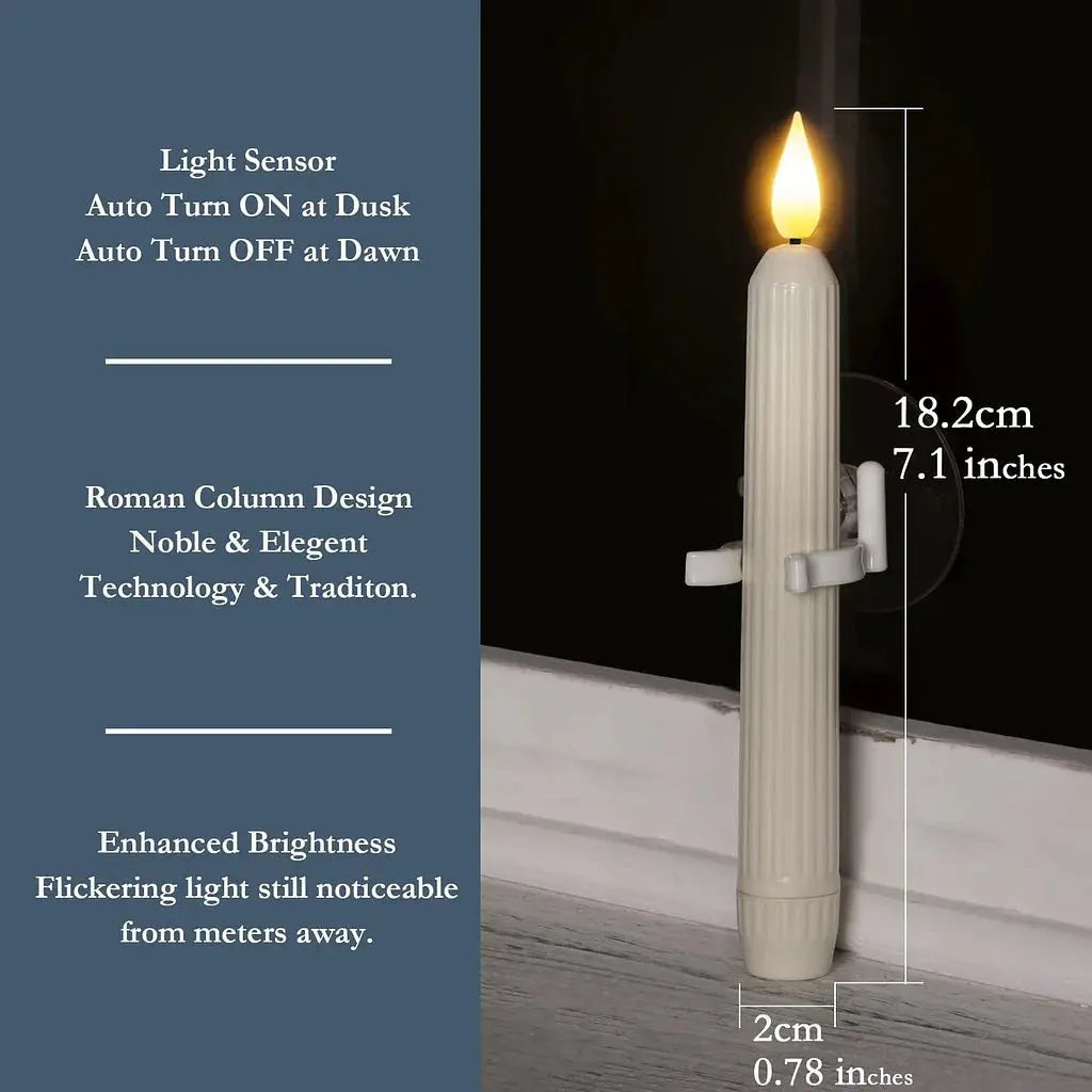EverLume | Vlamloze raamkaarsen – 6 LED-kaarsen, 3D warm wit flikkerend licht, schemersensor