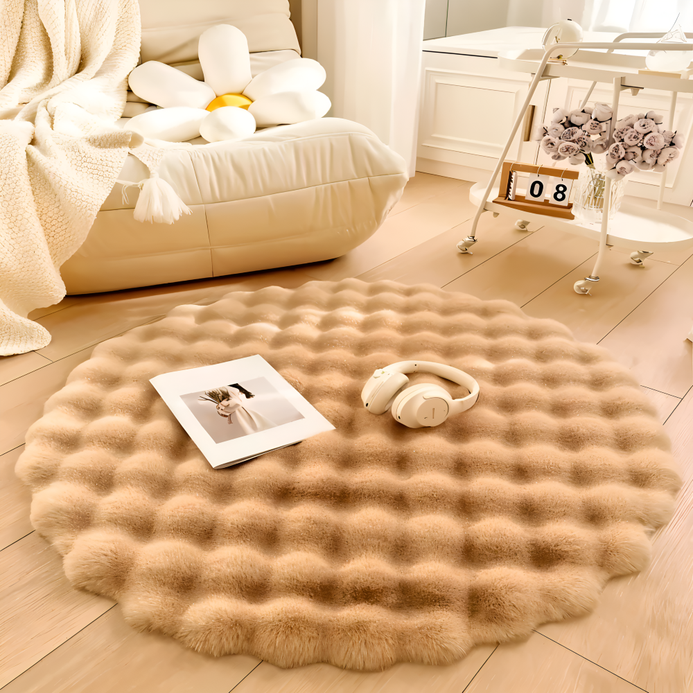 VeluMat | Zacht, donzig, rond fleece vloerkleed – antislip, gezellige decoratieve mat