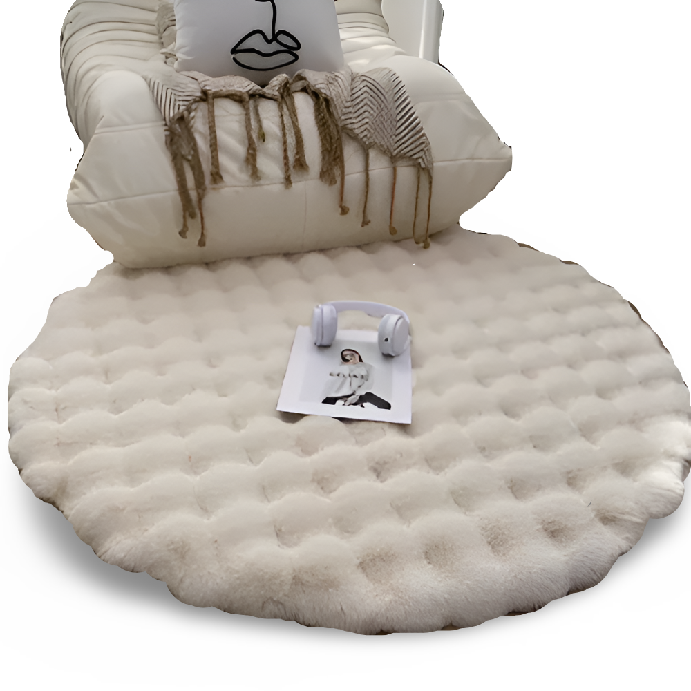 VeluMat | Zacht, donzig, rond fleece vloerkleed – antislip, gezellige decoratieve mat