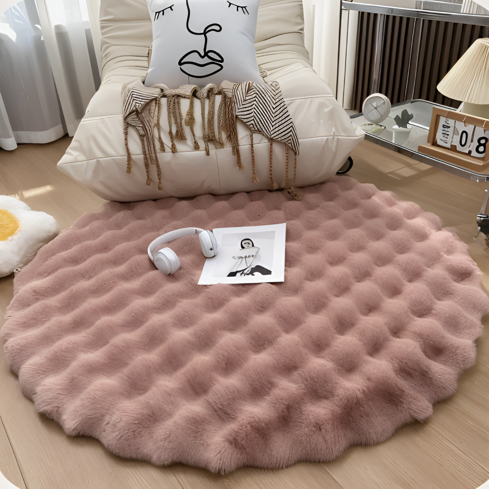 VeluMat | Zacht, donzig, rond fleece vloerkleed – antislip, gezellige decoratieve mat