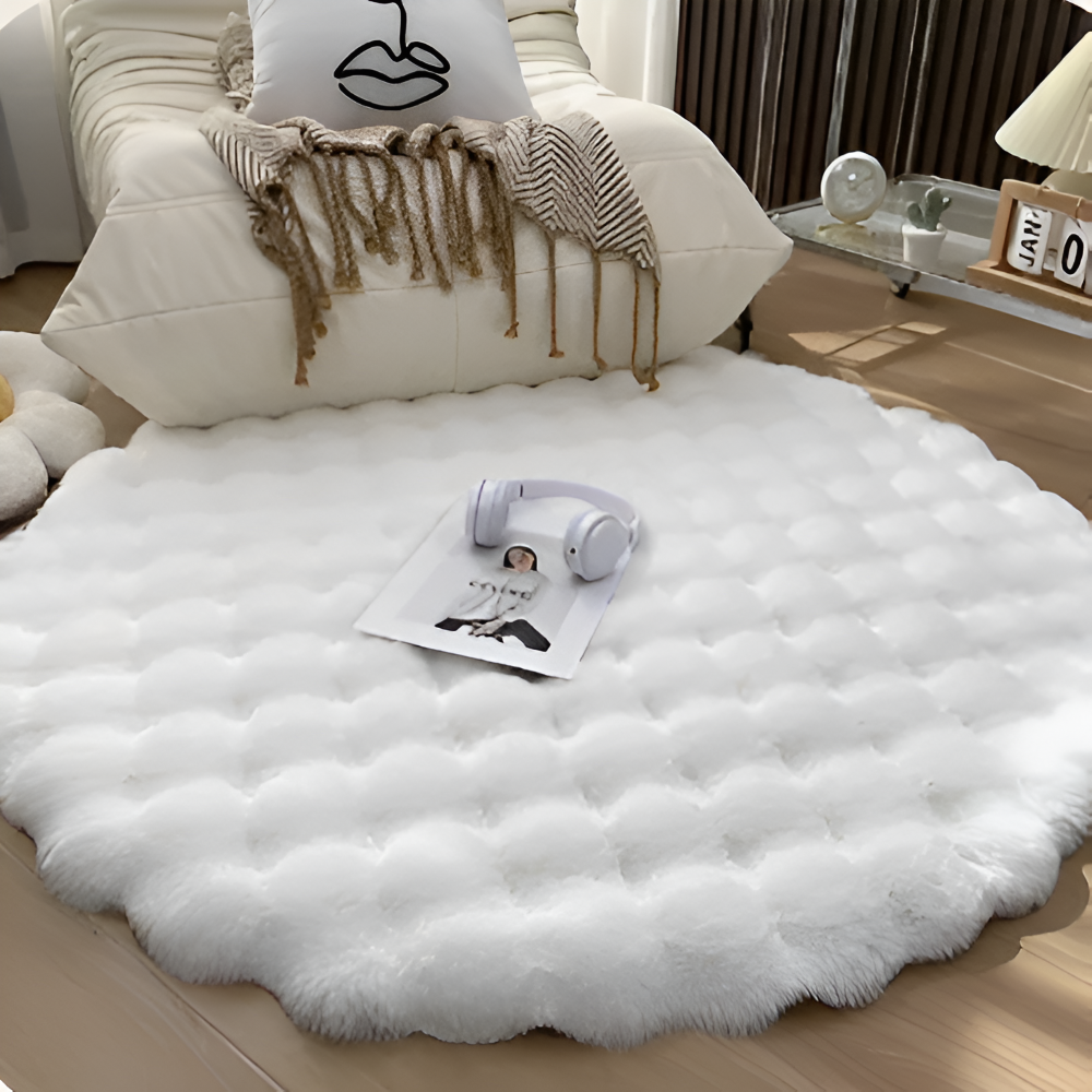 VeluMat | Zacht, donzig, rond fleece vloerkleed – antislip, gezellige decoratieve mat