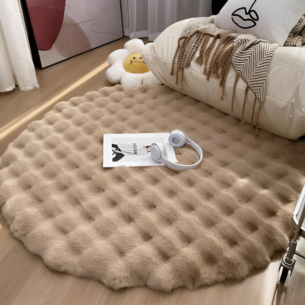VeluMat | Zacht, donzig, rond fleece vloerkleed – antislip, gezellige decoratieve mat