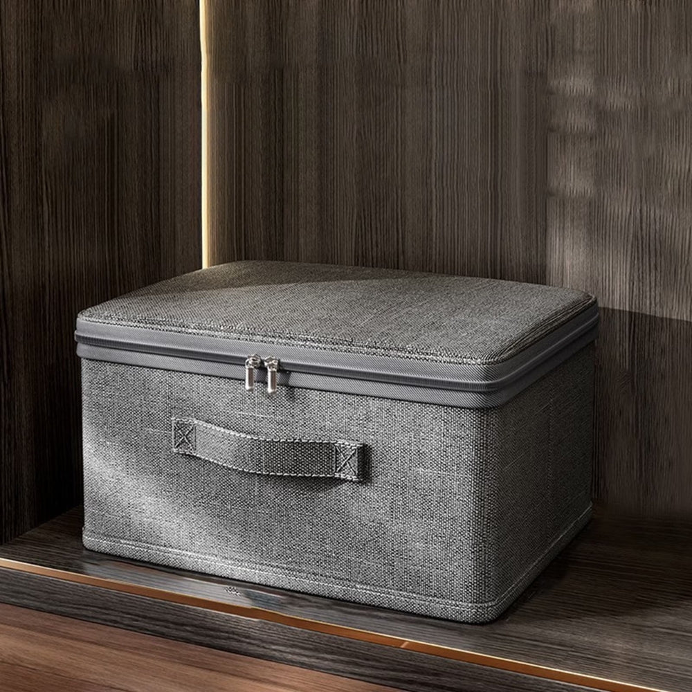 ZipNest | Opvouwbare stoffen opbergbox met ritssluiting en handvat – Stofdichte organizer voor in de kast