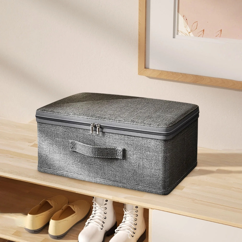 ZipNest | Opvouwbare stoffen opbergbox met ritssluiting en handvat – Stofdichte organizer voor in de kast