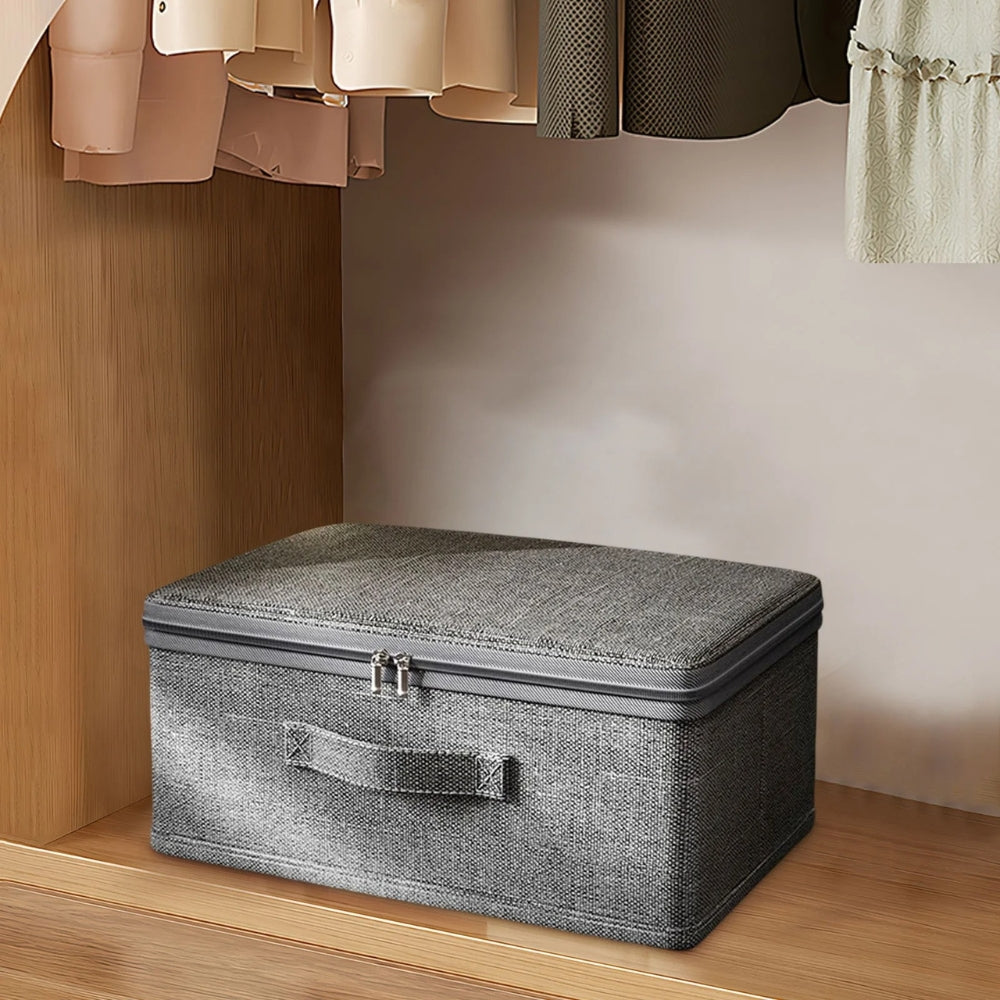 ZipNest | Opvouwbare stoffen opbergbox met ritssluiting en handvat – Stofdichte organizer voor in de kast