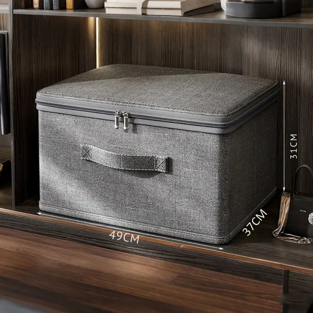 ZipNest | Opvouwbare stoffen opbergbox met ritssluiting en handvat – Stofdichte organizer voor in de kast