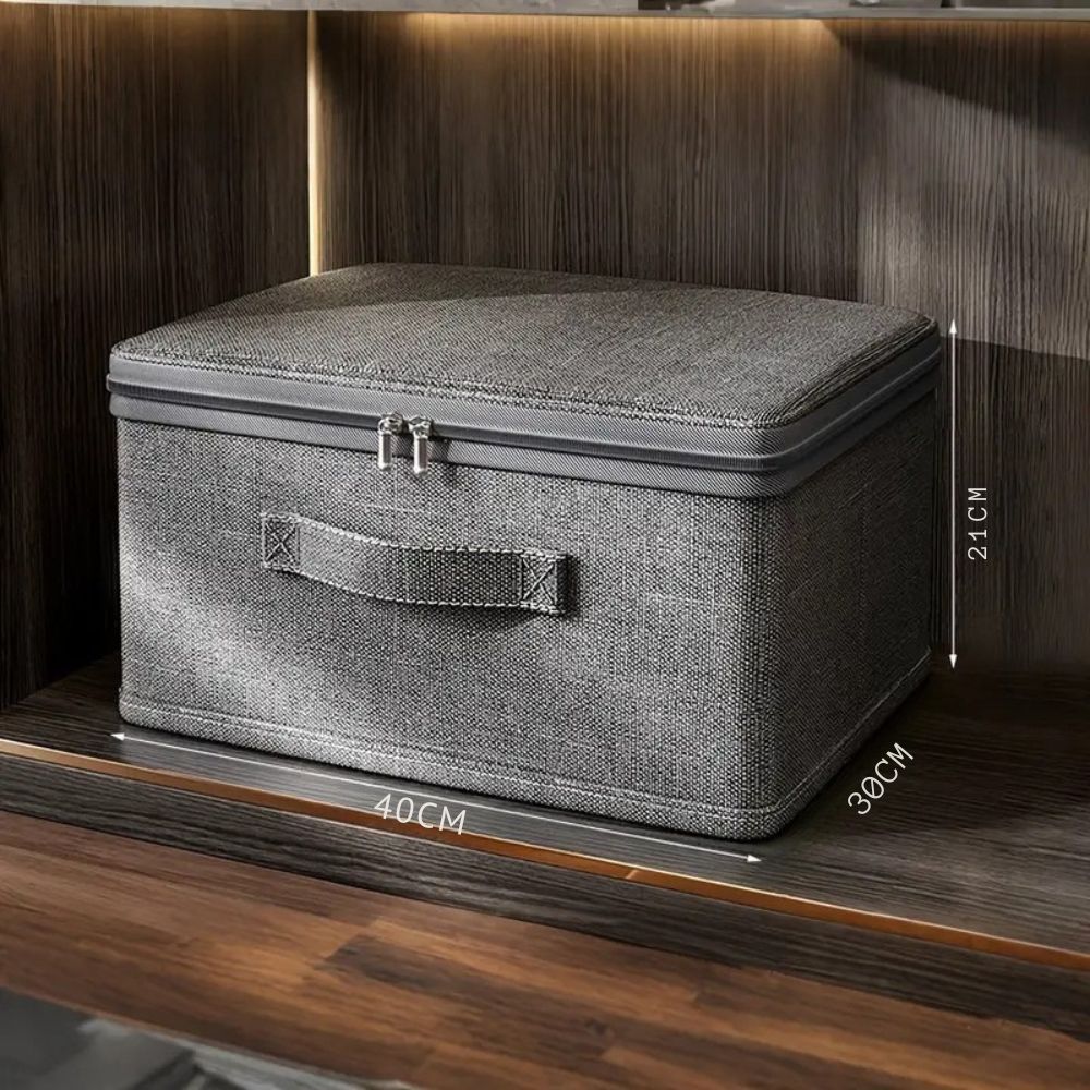 ZipNest | Opvouwbare stoffen opbergbox met ritssluiting en handvat – Stofdichte organizer voor in de kast