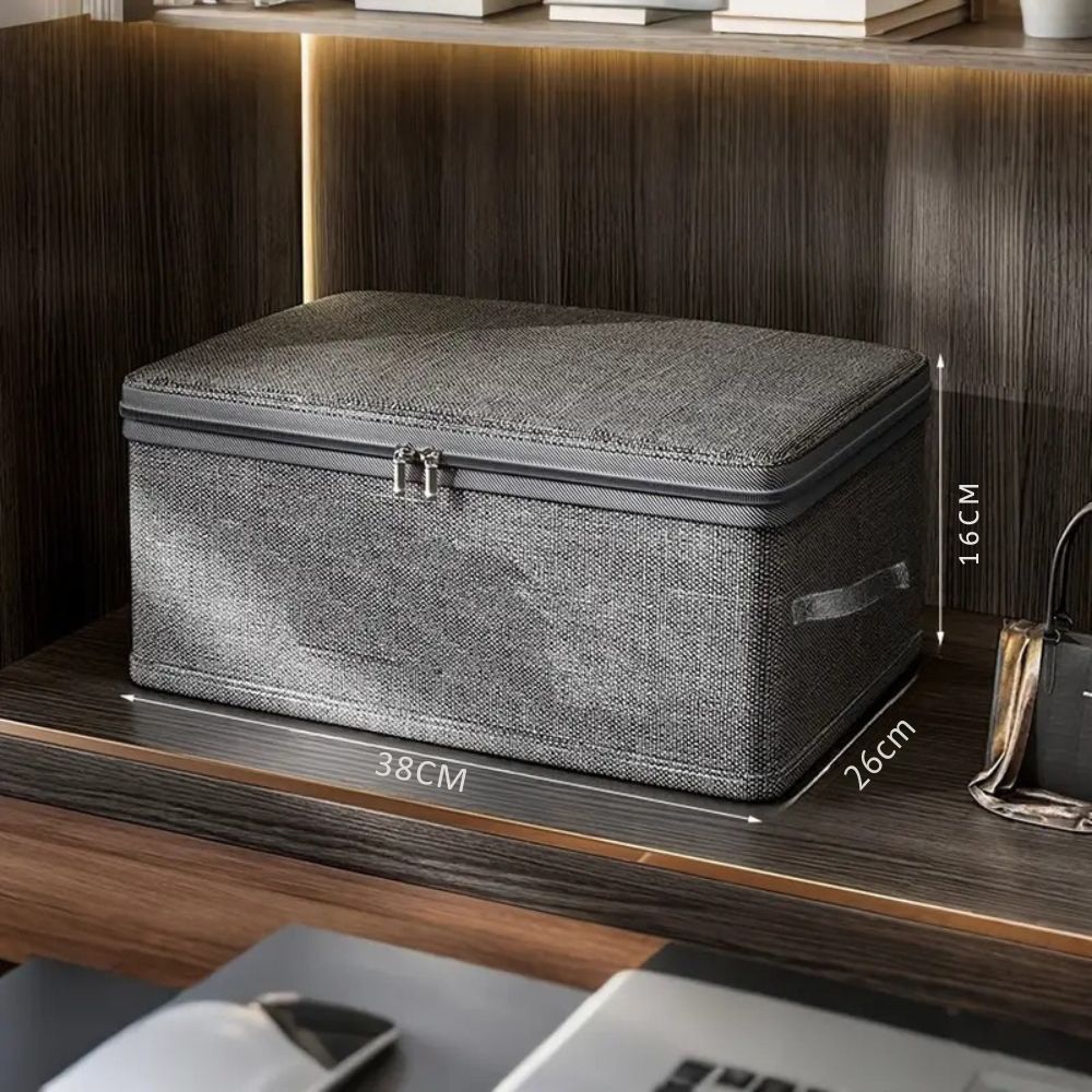 ZipNest | Opvouwbare stoffen opbergbox met ritssluiting en handvat – Stofdichte organizer voor in de kast