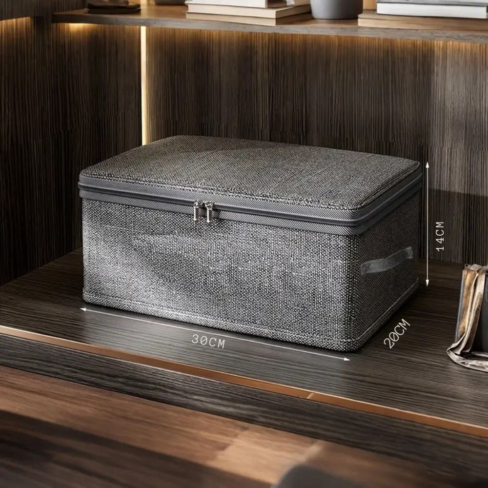 ZipNest | Opvouwbare stoffen opbergbox met ritssluiting en handvat – Stofdichte organizer voor in de kast