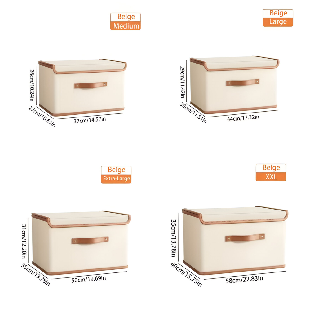 NeatStack | Opvouwbare Oxford Opbergdoos met Deksel & Leren Handvatten – Stapelbaar, Duurzaam