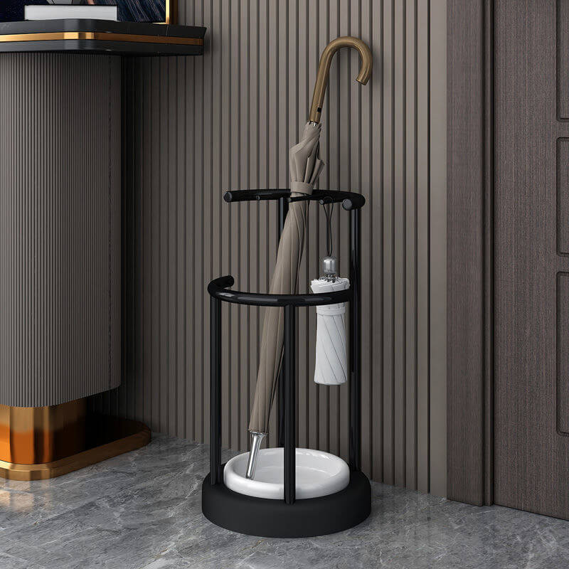 UmbraHold | Parapluhouder – Vrijstaande metalen standaard met lekbak - Moderne organizer voor in de hal