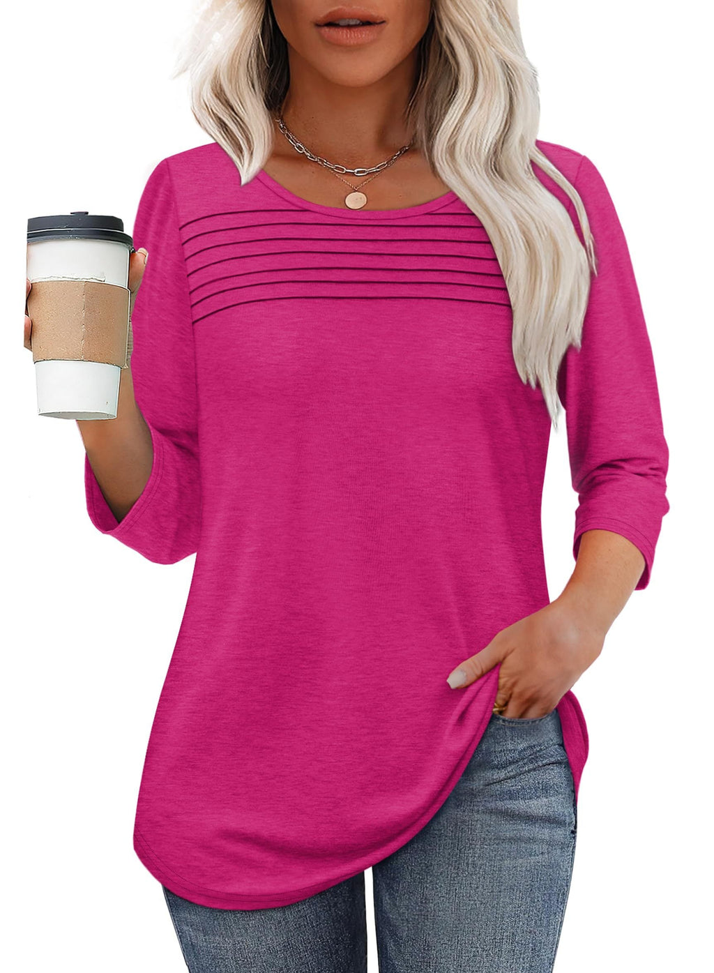 Nemi | Stijlvolle plooibluis voor dames – Elegante casual blouse met lange mouwen