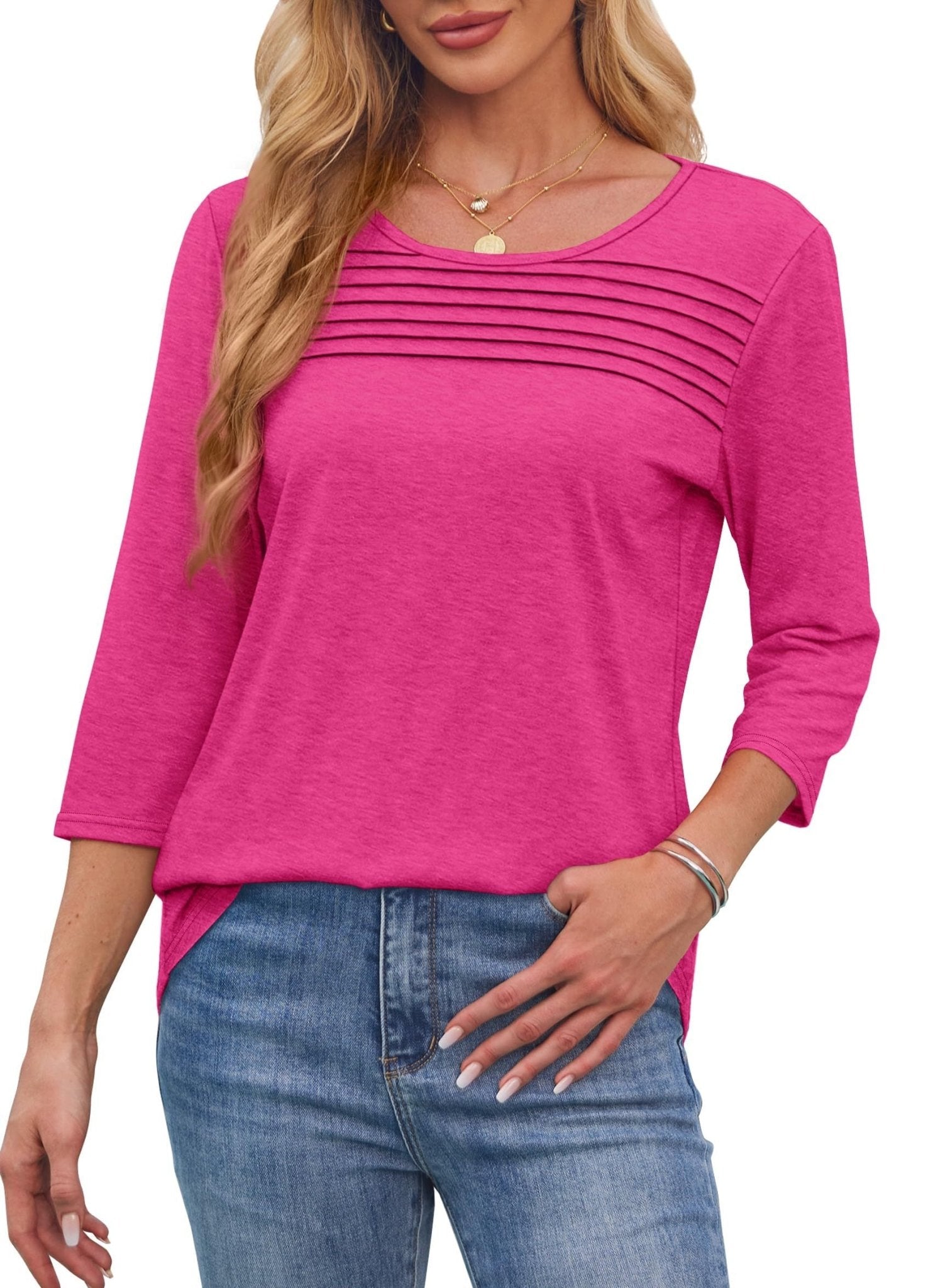 Nemi | Stijlvolle plooibluis voor dames – Elegante casual blouse met lange mouwen