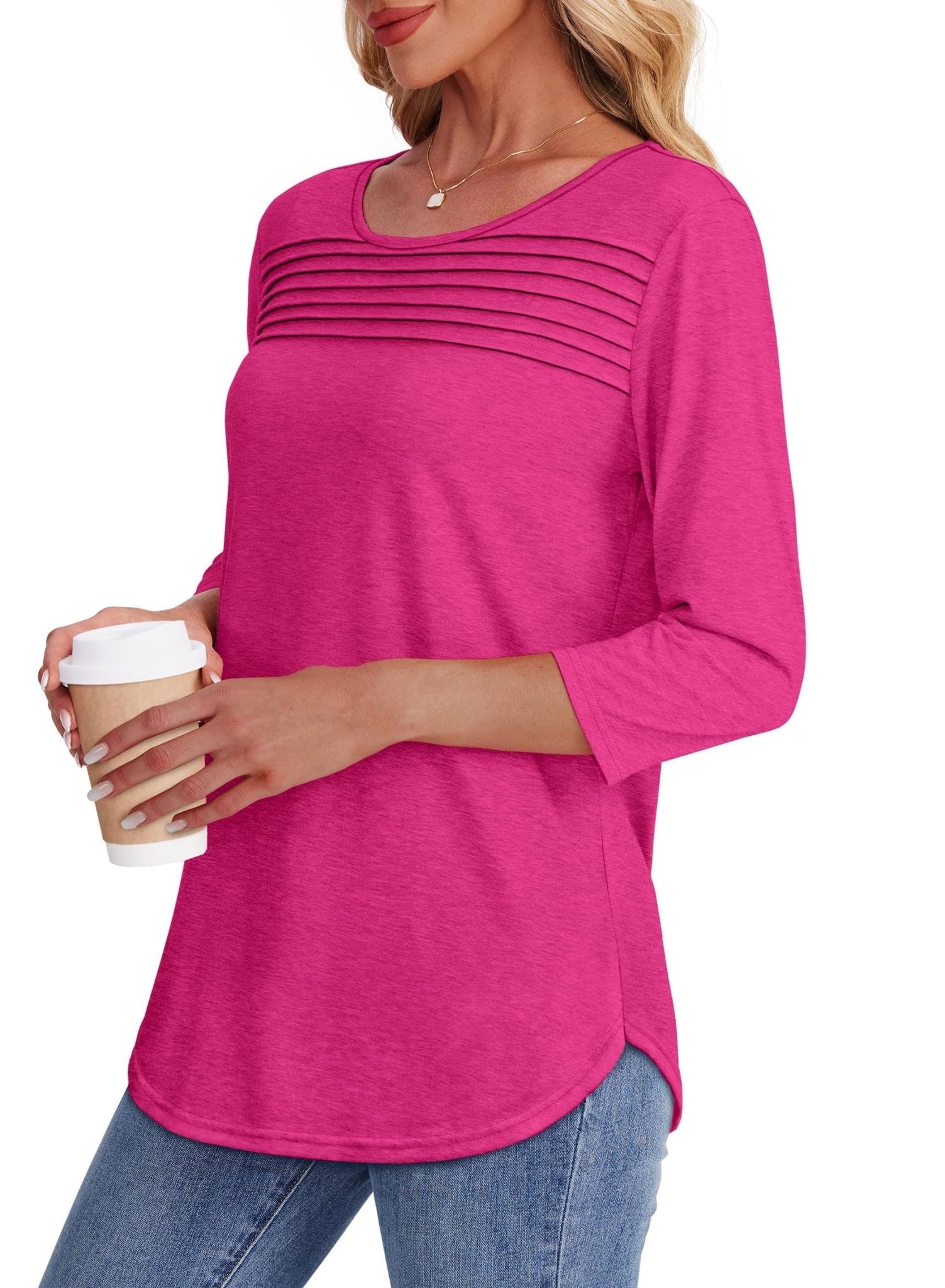Nemi | Stijlvolle plooibluis voor dames – Elegante casual blouse met lange mouwen