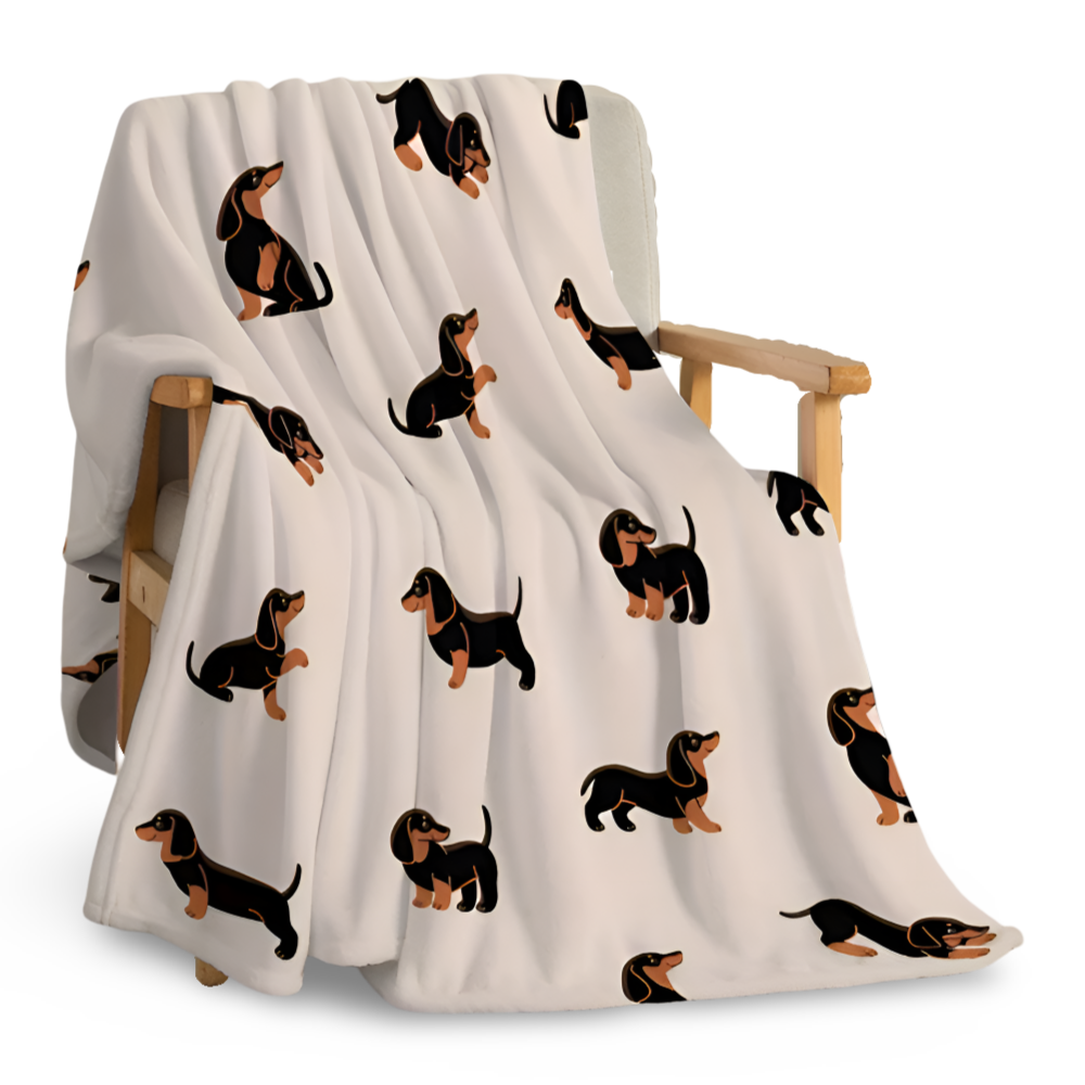 DachsDream | Luxe zachte fleecedeken met teckelmotief – gezellige plaid voor hondenliefhebbers