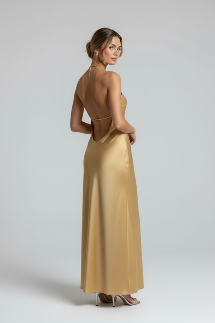 Elarith | Dames mouwloze maxi-jurk – asymmetrische halslijn, split aan de zijkant