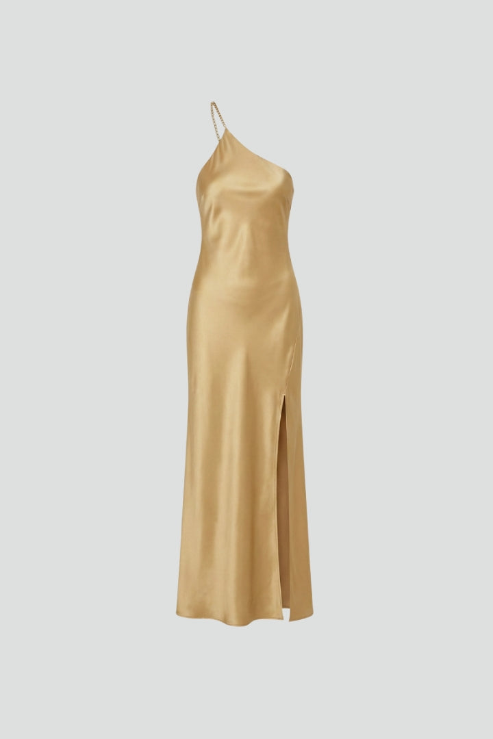 Elarith | Dames mouwloze maxi-jurk – asymmetrische halslijn, split aan de zijkant