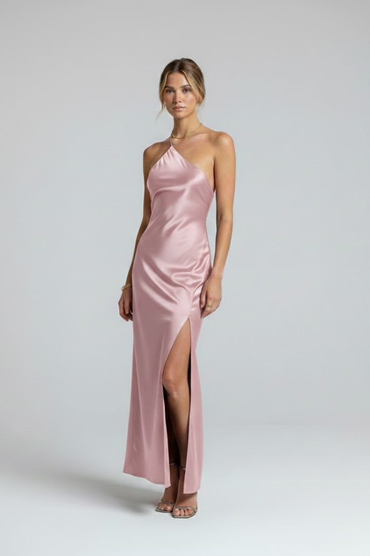 Elarith | Dames mouwloze maxi-jurk – asymmetrische halslijn, split aan de zijkant