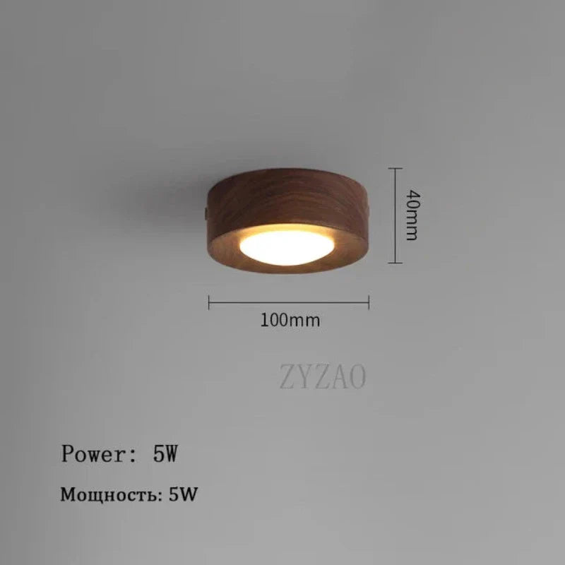 RadiantWood | Walnoot plafondlamp met LED spot en gouden accenten