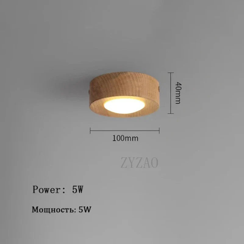 RadiantWood | Walnoot plafondlamp met LED spot en gouden accenten