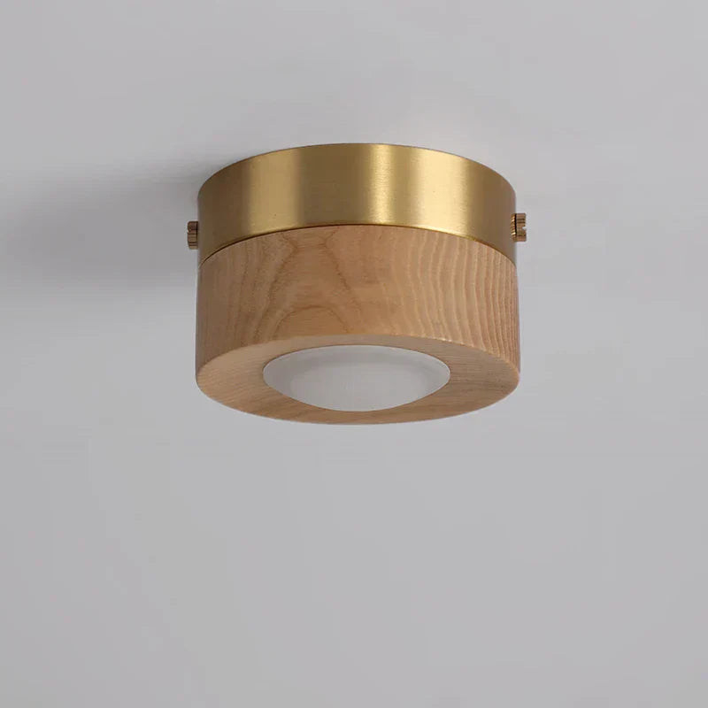 RadiantWood | Walnoot plafondlamp met LED spot en gouden accenten
