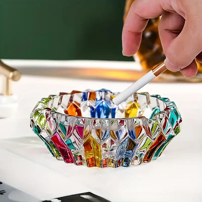 LustraTray | Veelkleurige kristallen glazen asbak – elegante accessoire voor rokers, decoratieve glazen schaal