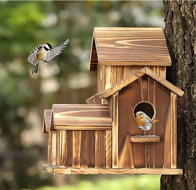 Nestleef | Opknoping vogelhuisje voor buiten - Ruime houten nestkast, natuurlijke schuilplaats
