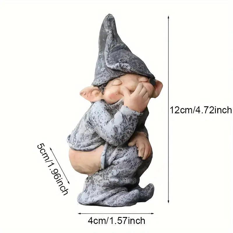 Mischief | Ondeugende tuinkabouterbeeldje, decoratief tuinbeeld voor buiten, grappig ornament