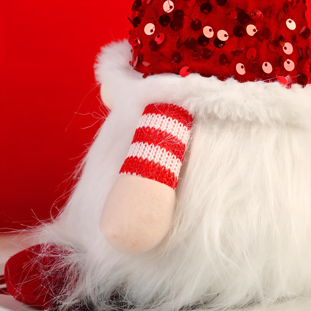 FestivaElf | 30 cm LED-kerstelfje met paillettenhoed – charmante kerstversiering voor op tafel of plank