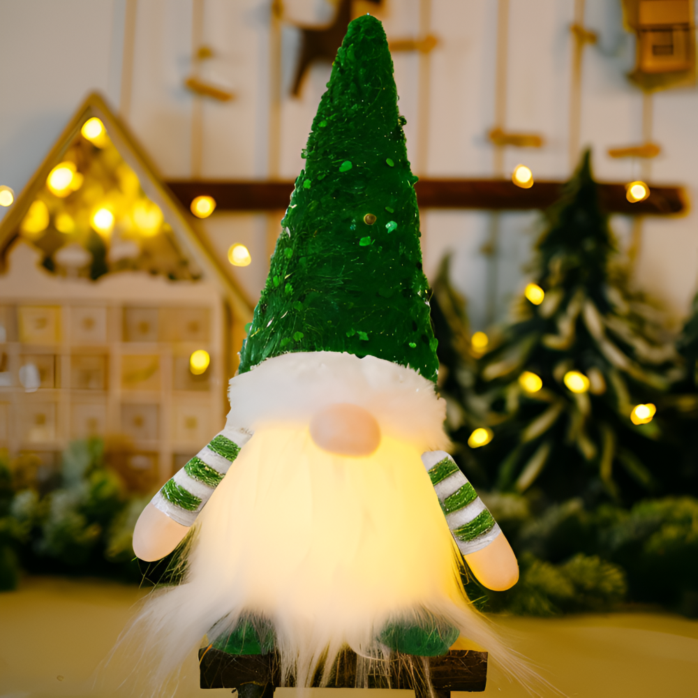 FestivaElf | 30 cm LED-kerstelfje met paillettenhoed – charmante kerstversiering voor op tafel of plank