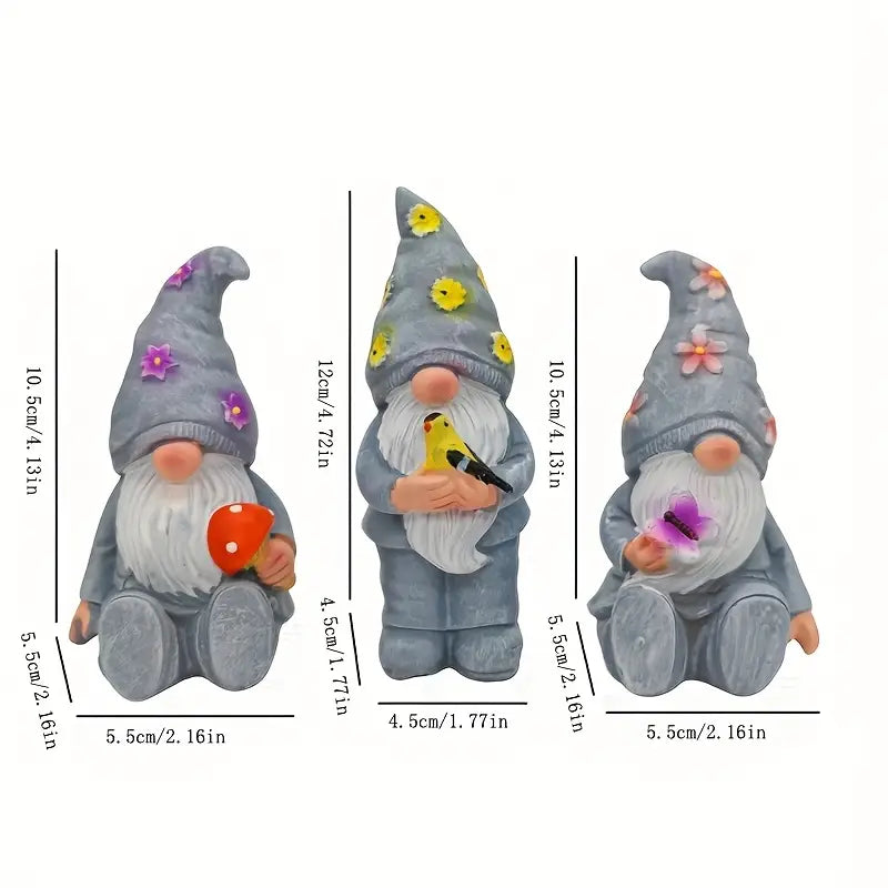 GardenPals | Speelse mini-tuinkabouterset – Trio decoratieve tuinbeeldjes, voor op het terras