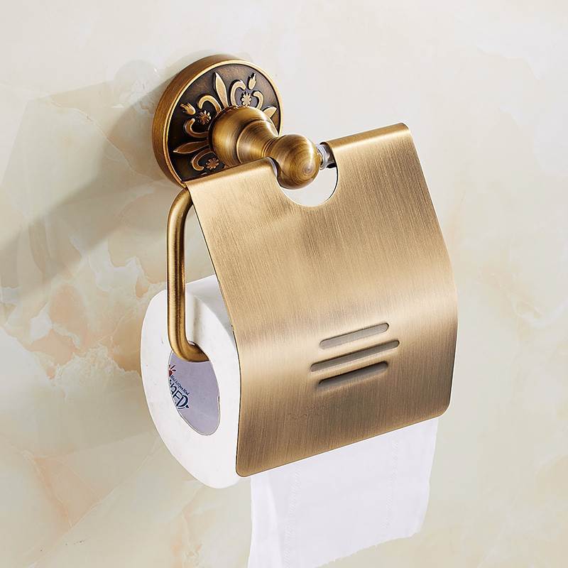 HeritageRust | Antiek Bronzen Badkamerbeslag Set - Handdoekrek, Toiletpapierhouder & Borstelhouder, Aluminium