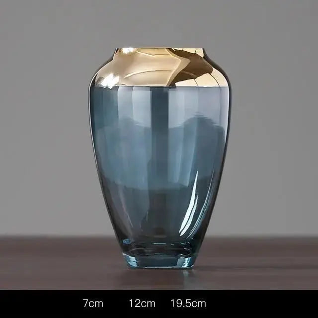 Glacior | Luxe glazen bloemenvaas met gouden accenten - Modern & decoratief woondecor