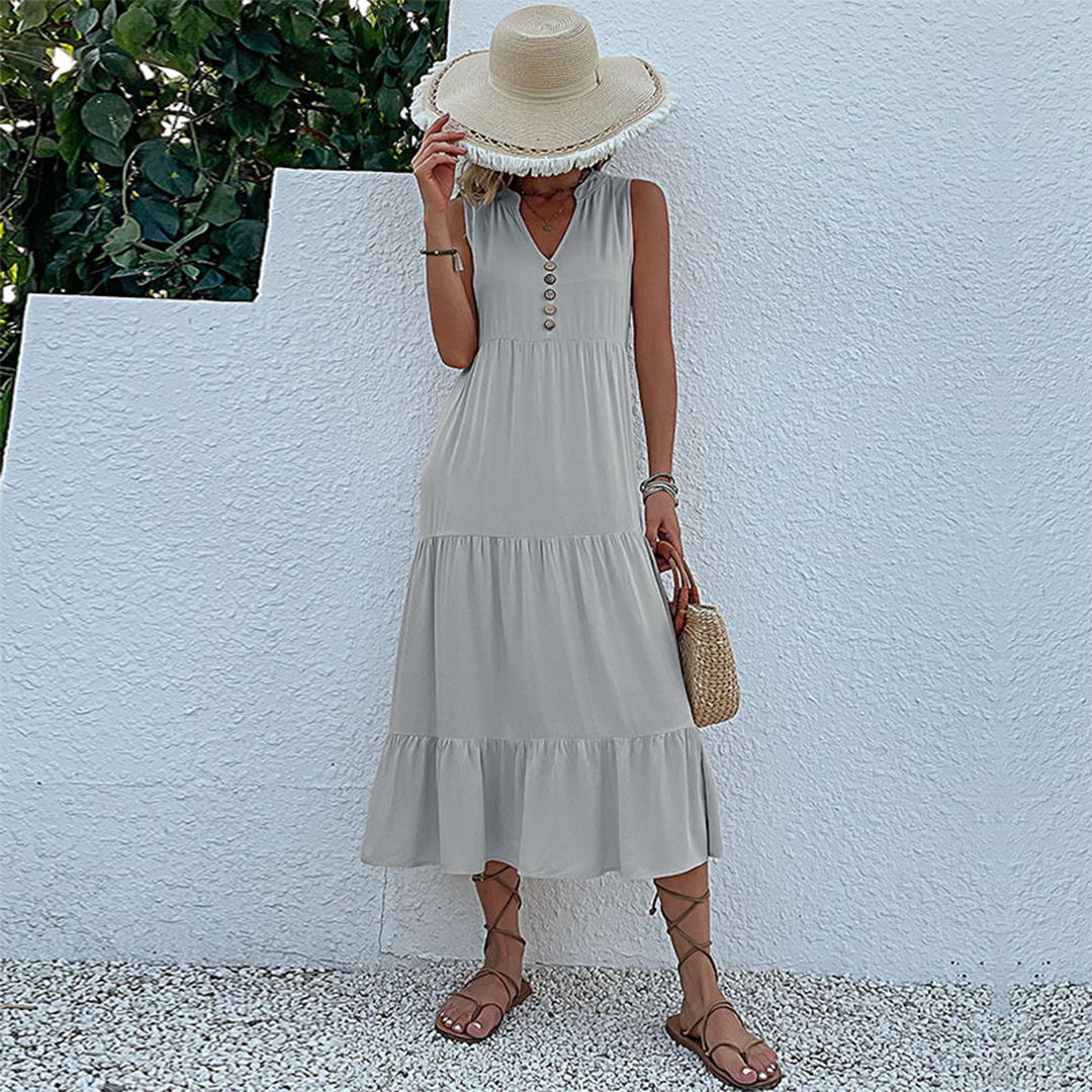 Nyavelle | Casual-chique midijurk voor dames – Jurk met knoopsluiting en relaxte pasvorm