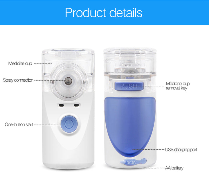 NebuGo | Draagbare vernevelaar - Ultrasone stille inhalator voor volwassenen en kinderen, handheld