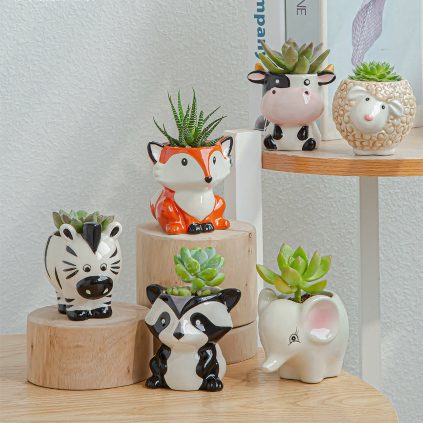SnuggleSprouts | Dieren Succulent Potten - Schattige Keramische Plantenpotten, Handgemaakte Decoratieve Plantenbakken