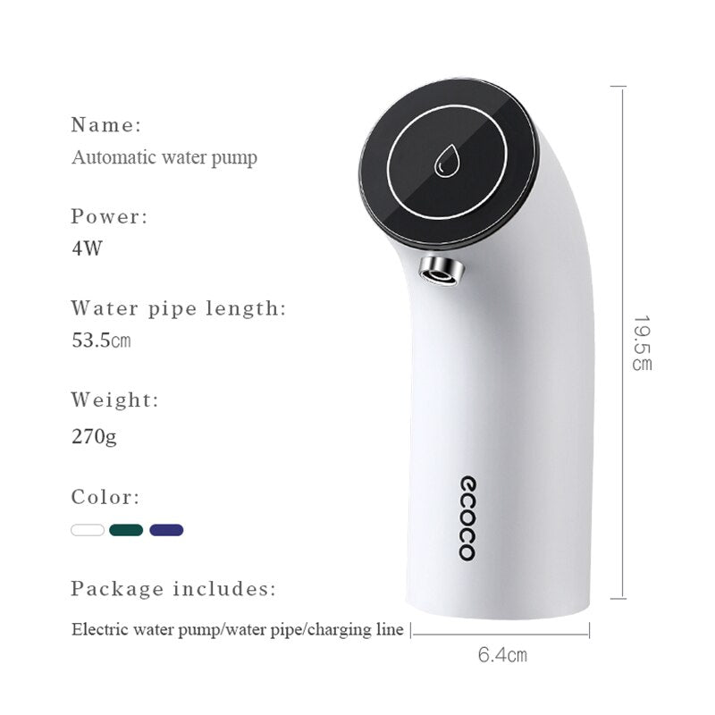 PurePump | Draagbare waterdispenserpomp – Minimalistisch, oplaadbaar via USB, lekvrij  Gemakkelijk hydrateren