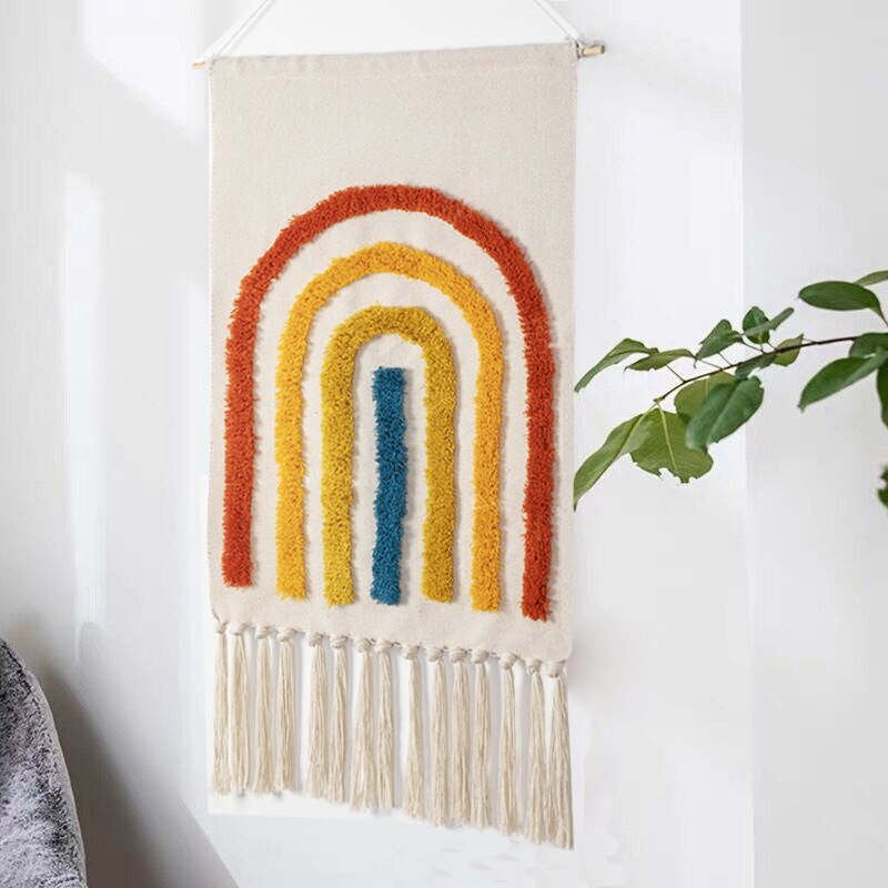 MysticThreads | Boho handgeweven wandkleed met kwastjes - uniek wandkleed