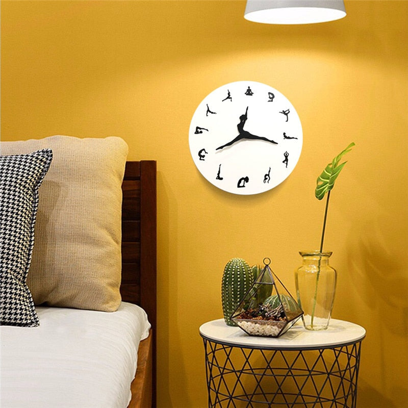 YogaWatch | Decoratieve Wandklok - Stijlvol Timepiece voor Yogaliefhebbers, Decoratie voor thuis