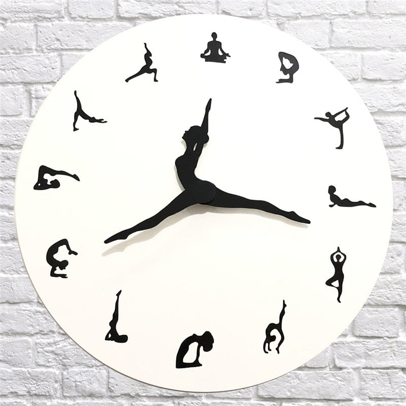 YogaWatch | Decoratieve Wandklok - Stijlvol Timepiece voor Yogaliefhebbers, Decoratie voor thuis